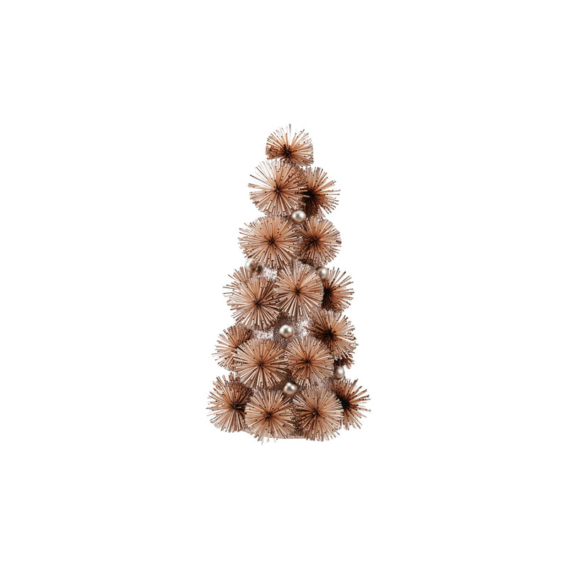 Plastic Tinsel Ball Tree with Glitter & Silver Color Beads, Blush Color
