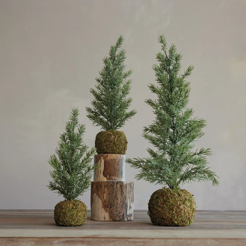 Faux Fir Tree with Moss Ball Base