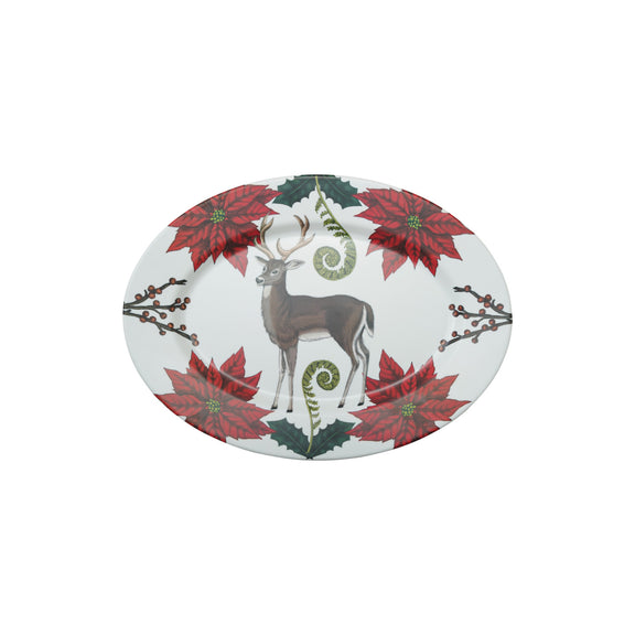 Melamine Platter with Seasonal Botanicals & Deer, Matte Finish ©