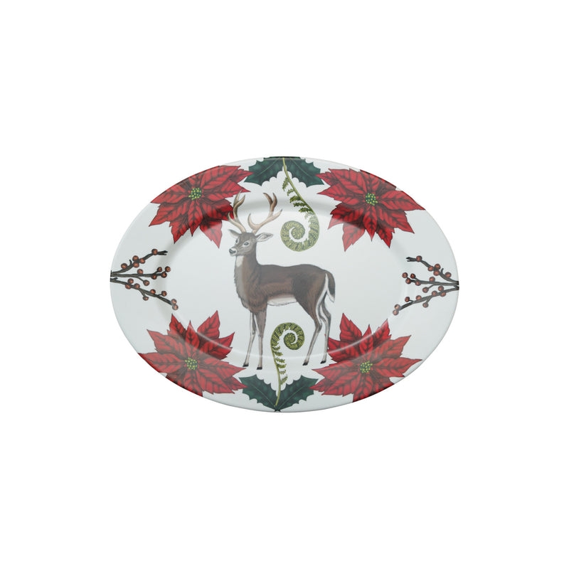 Melamine Platter with Seasonal Botanicals & Deer, Matte Finish ©