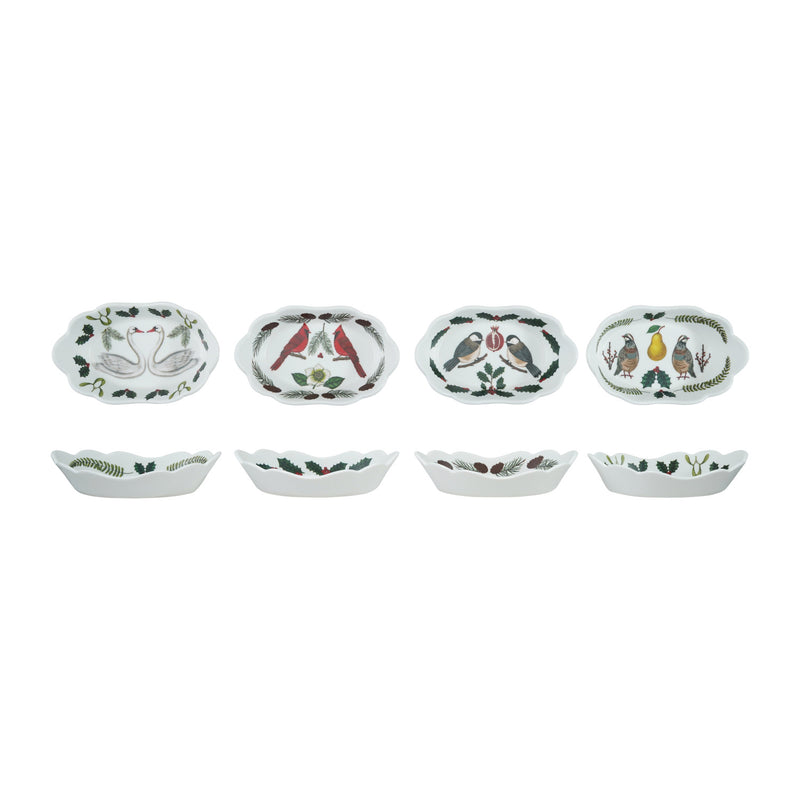 Melamine Scalloped Trinket Dish with Seasonal Botanicals & Animals