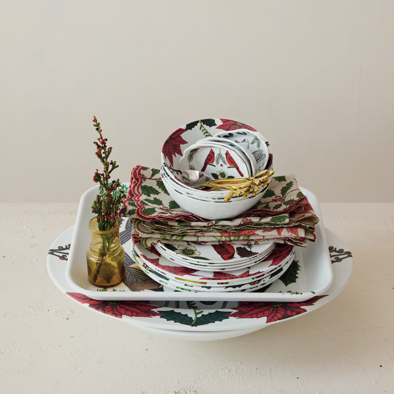 Melamine Scalloped Trinket Dish with Seasonal Botanicals & Animals
