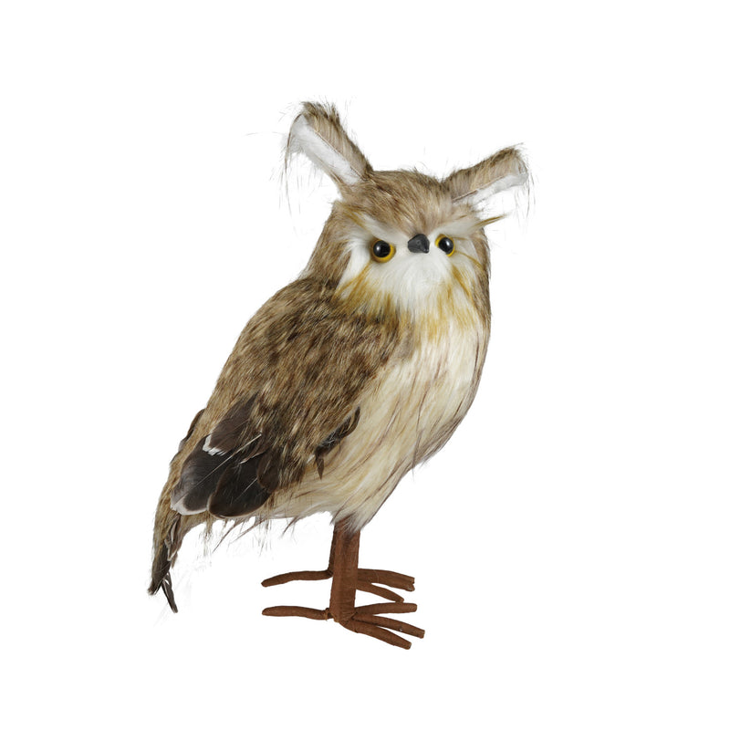 Faux Fur Owl, Brown & White