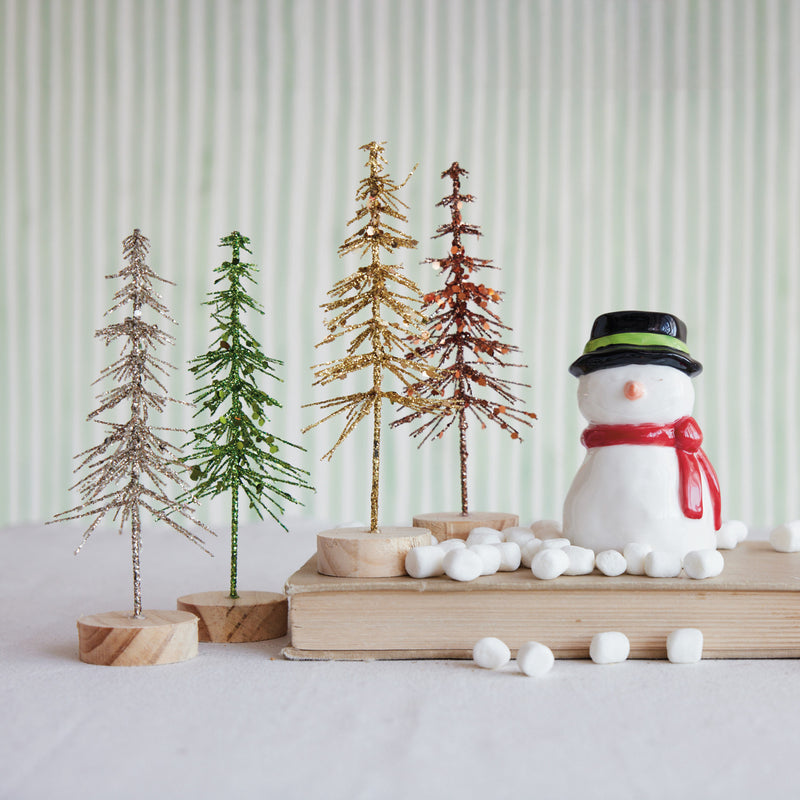 Glittered Tree with Pinewood Base