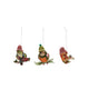 Hand-Painted Glass Bird on Branch Ornament with Hat, Scarf & Glitter, 3 Styles