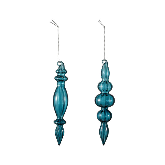 Glass Finial Ornament, Blue, 2 Styles