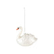 Hand-Painted Glass Swan Ornament with Glitter, White, Orange Color & Black