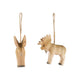 Hand-Carved Wood Moose Ornament, Natural