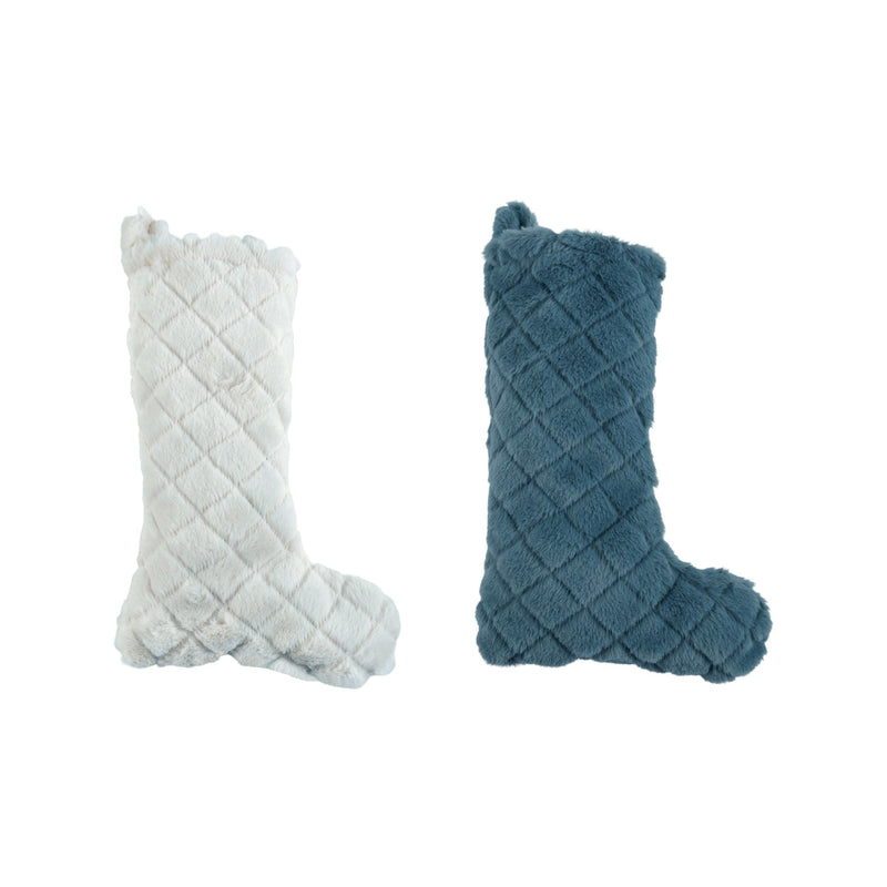 Faux Fur Quilted Stocking, 2 Colors