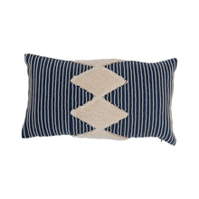 Cotton Tufted Lumbar Pillow with Embroidered Rope Stripes - Greenhouse Home