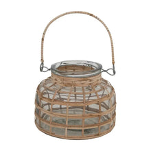 Glass Rattan Wrapped Vase or Tealight Holder with Handle - Greenhouse Home