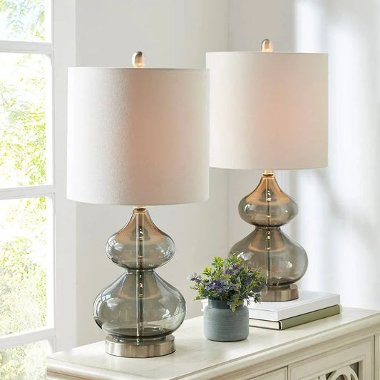Grey Glass Clear Table Lamp, [product_price]- Greenhouse Home