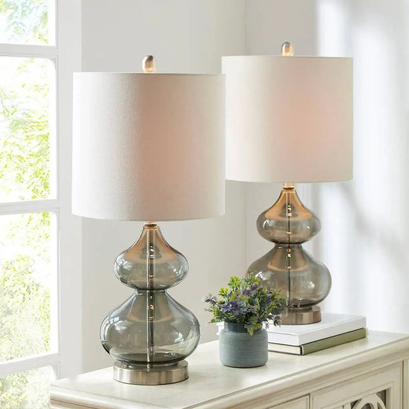 Grey Glass Clear Table Lamp, [product_price]- Greenhouse Home