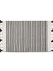Stipe Rug with Tassels, Black + Cream - Greenhouse Home
