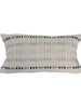 Woven Cotton Lumbar Pillow with Blue Embroidery - Greenhouse Home